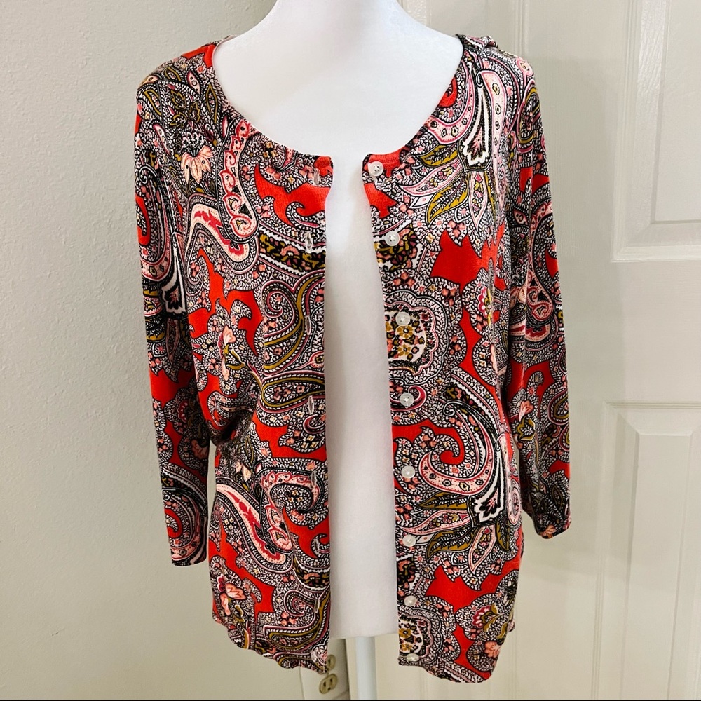 Orange Floral Cardigan